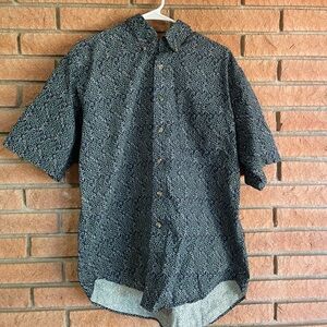 Men's Navy Patterned Button-Down Shirt